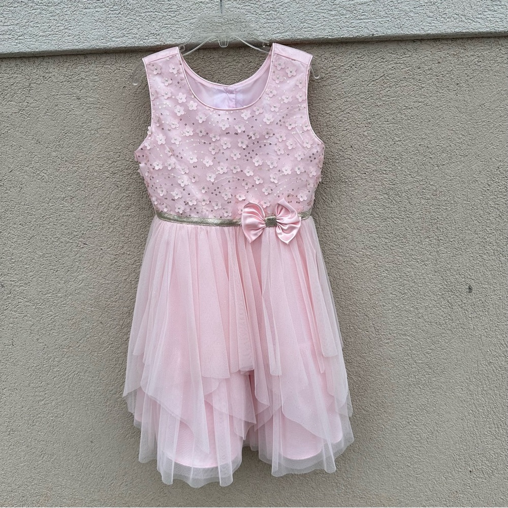 Girls Jona Michelle Pink Floral Tulle Party Dress